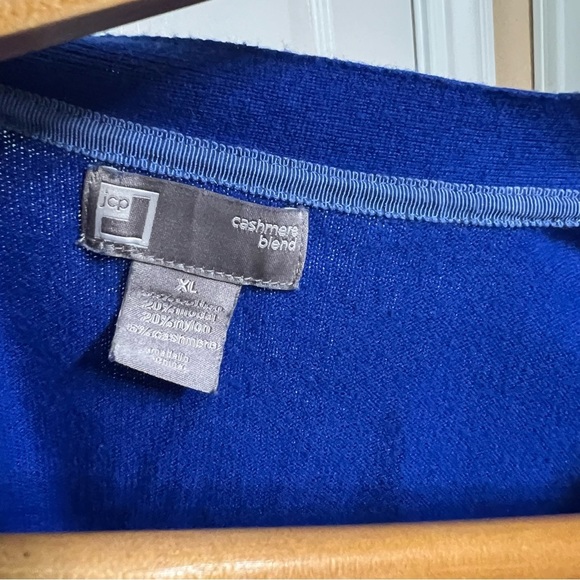 JCP Blue Button-Up Women's Cashmere Blend Sweater - Picture 3 of 5